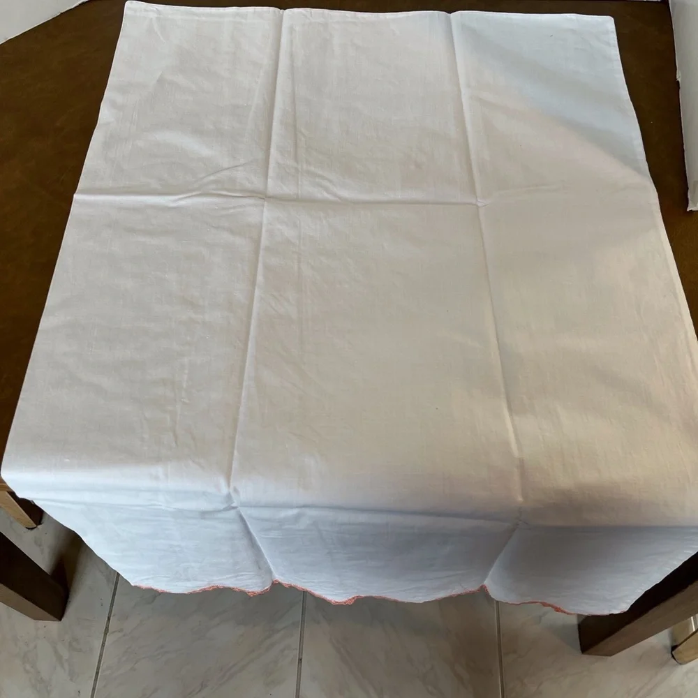 Vintage Set of Two Pillowcases Embellished with Hand-Crocheted Edge